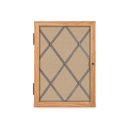 United Visual Products Sliding Door 16" Wood Framed Display Cas, UVDC1649-OAK-PUMICE UVDC1649-OAK-PUMICE